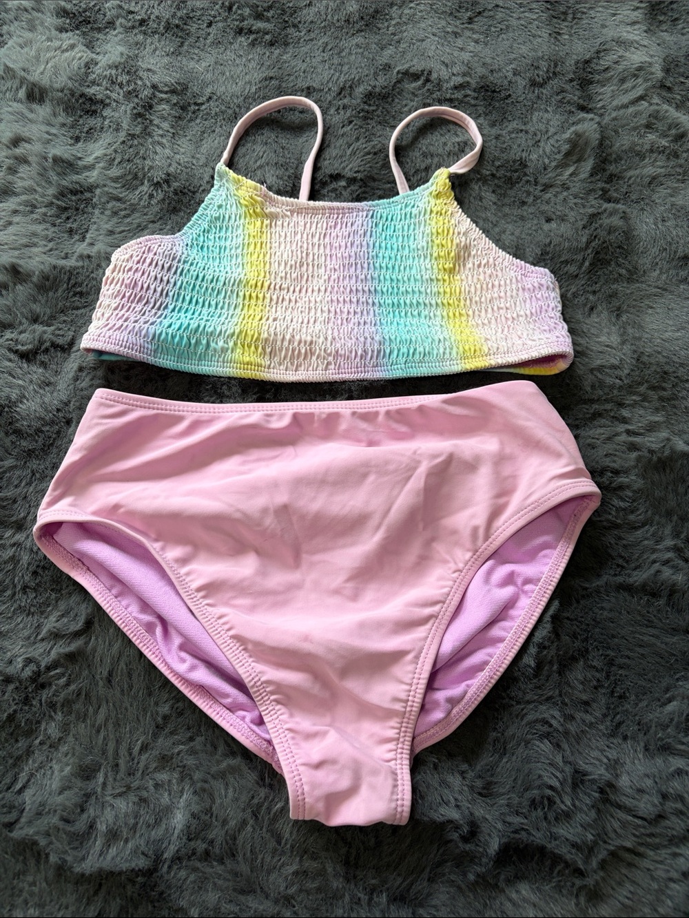 Girls' Pastel Pink Two-Piece Swim Set - Kids Swim SIZE 14/16